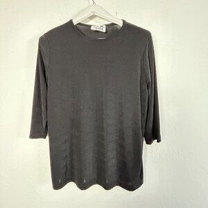 Original Copa Cabana Womens Black 3/4 Sleeve Top Shirt Medium Stretch Casual